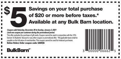 Bulk Barn Canada Coupon: Valid until January 3