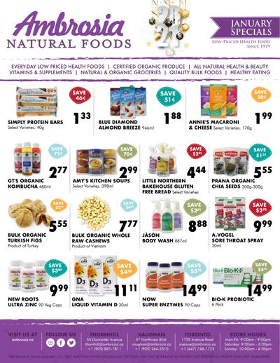 Ambrosia Natural Foods Flyer January 1 to 31