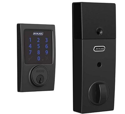 Schlage BE469ZP CEN 622 Connect Smart Deadbolt with Alarm with Century Trim in Matte Black, Z-Wave Plus Enabled For $228.90 At Amazon Canada
