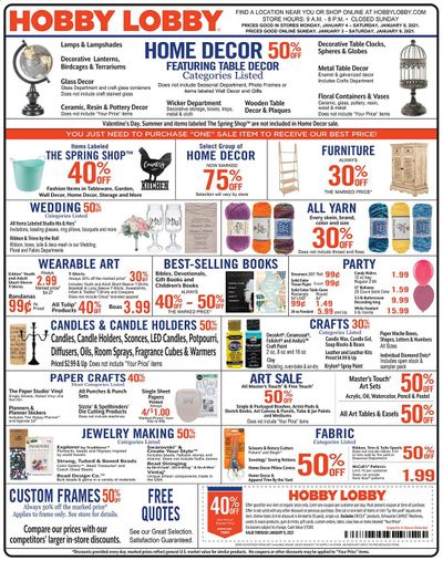 Hobby Lobby Weekly Ad Flyer January 3 to January 9
