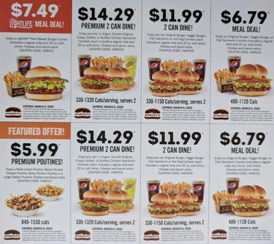 Harvey’s Canada Coupons(Ontario): Valid until March 8, 2020