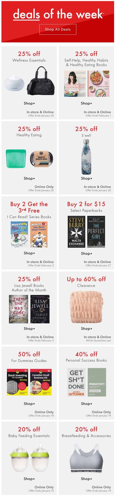 Chapters Indigo Online Deals of the Week January 13 to 18