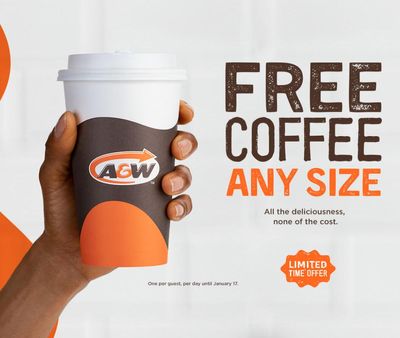 A&W Canada Promotion: FREE Any Size Coffee, January 4 to 17