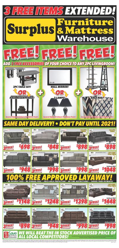 Surplus Furniture & Mattress Warehouse (Barrie) Flyer January 14 to 27
