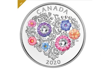 Royal Canadian Mint New Coins: Celebration of Love Pure Silver Coin With Swarovski® Crystals + Lucky Flower Dragon Pure Gold Coin