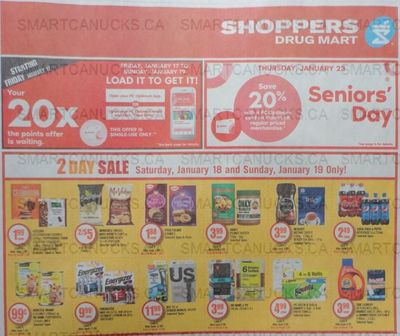 Shoppers Drug Mart Canada: 20x The PC Optimum Points Loadable Offer January 17th – 19th