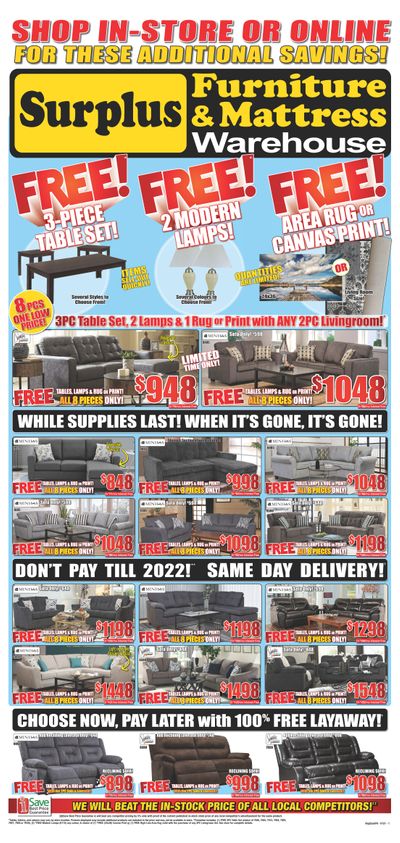 Surplus Furniture & Mattress Warehouse (Regina) Flyer January 4 to 17