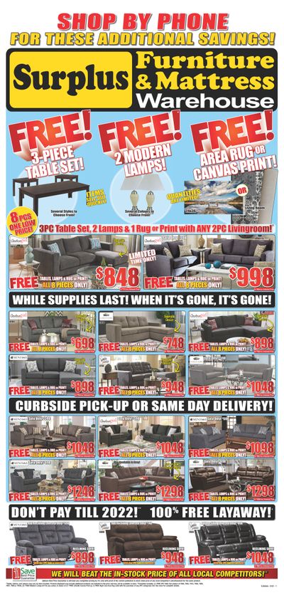 Surplus Furniture & Mattress Warehouse (Peterborough) Flyer January 4 to 17