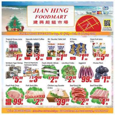 Jian Hing Foodmart (Scarborough) Flyer September 27 to October 3