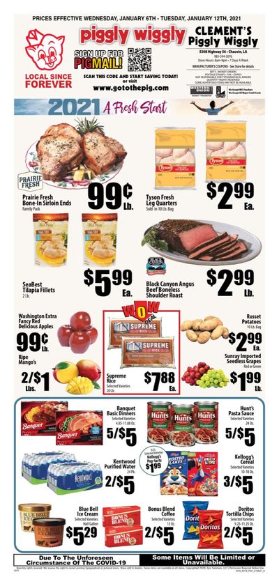 Piggly Wiggly (LA) Weekly Ad Flyer January 6 to January 12, 2021