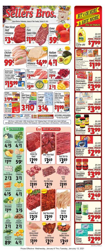 Sellers Bros Weekly Ad Flyer January 6 to January 12, 2021