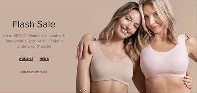Hudson’s Bay Canada Online Flash Sale: Today, Save up to 50% Off Women’s Intimates & Sleepwear + up to 40% off Men’s Underwear & Socks