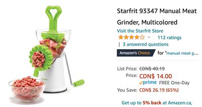 Amazon Canada Deals: Save 65% on Manual Meat Grinder + 53% on Silicone Spatula Set  + More Offers