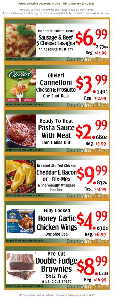 Country Traditions One-Shot Deals Flyer January 13 to 20