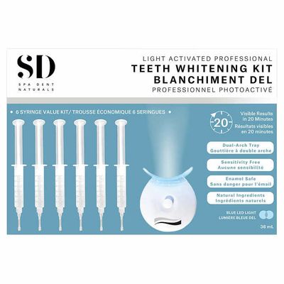 Spa Dent Blue Light Whitening Kit with 6 Whitening Gel Syringes On Sale for $ 49.99 at Costco Canada