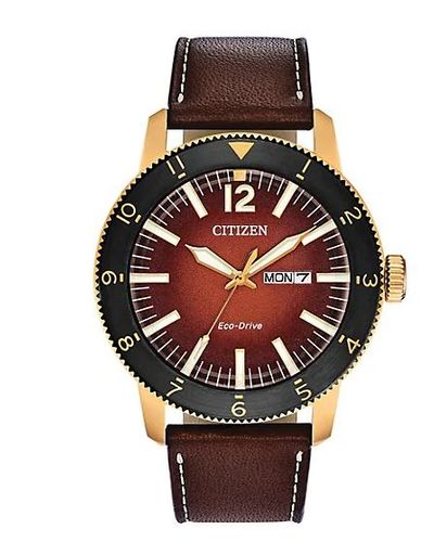 Citizen Brycen Eco-Drive AW0076-03X Orange Dial & Brown Leather Strap Watch For $197.50 At Hudson's Bay Canada