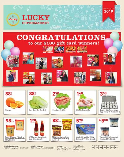 Lucky Supermarket (Winnipeg) Flyer September 27 to October 3