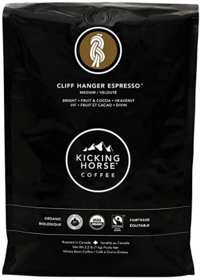 Kicking Horse Coffee, Cliff Hanger Espresso, Medium Roast, Whole Bean, 1 kg - Certified Organic, Fairtrade, Kosher Coffee For $22.20 At Amazon Canada