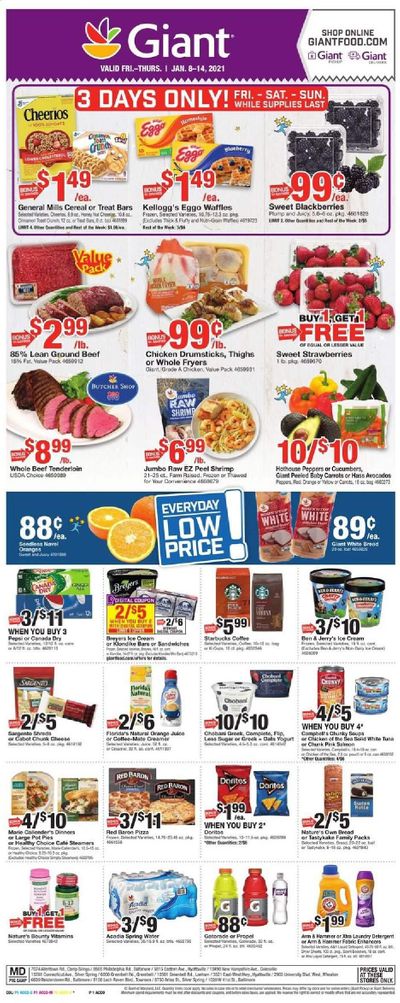 Giant Food Weekly Ad Flyer January 8 to January 14