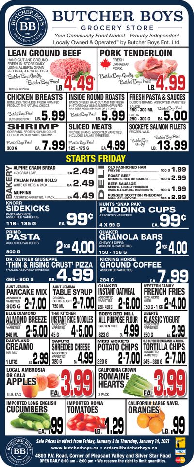 Butcher Boys Grocery Store Flyer January 8 to 14