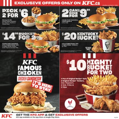 KFC Canada Coupons (NB, NS & PE), until March 7, 2021