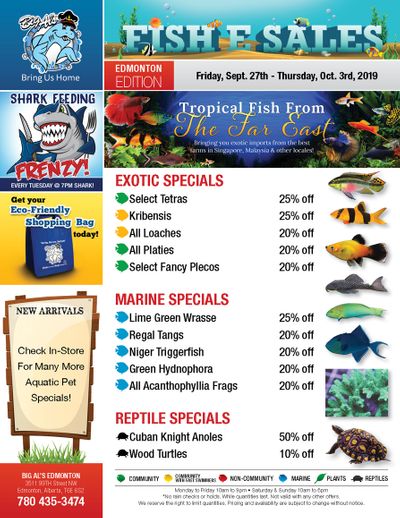 Big Al's (Edmonton) Weekly Specials September 27 to October 3