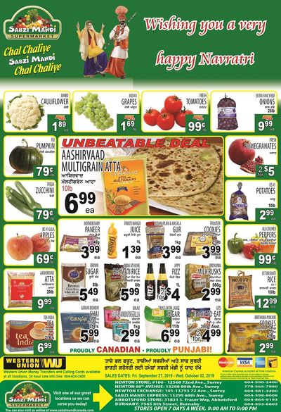 Sabzi Mandi Supermarket Flyer September 27 to October 2