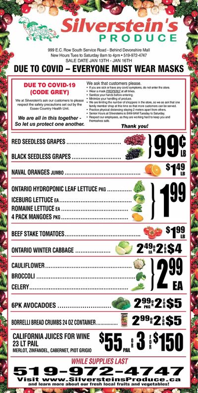 Silverstein's Produce Flyer January 13 to 16