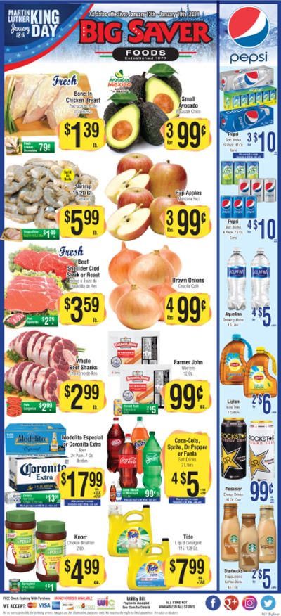 Big Saver Foods Martin Luther King Day Sales Weekly Ad Flyer January 13 to January 19, 2021