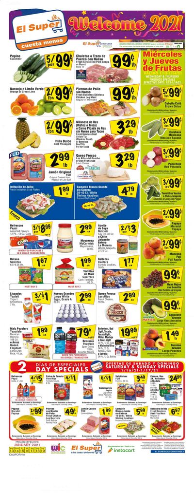 El Super (AZ, CA, NM, NV, TX) Weekly Ad Flyer January 13 to January 19