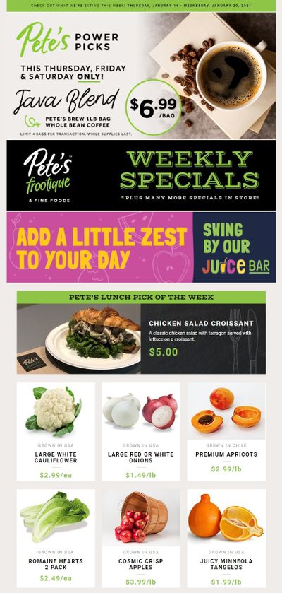 Pete's Fine Foods Flyer January 14 to 20