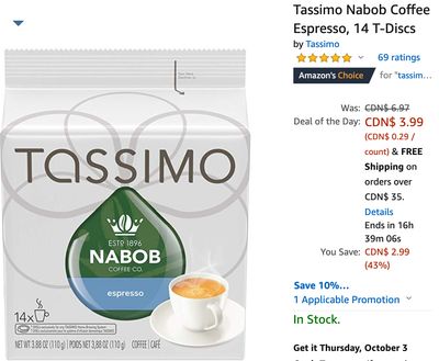 Amazon Canada Deals Of The Day: Save up to 43%off on Maxwell & Nabob Coffee -Tassimo & K-Cups