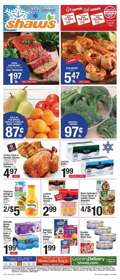Shaw’s (MA, ME, NH, RI, VT) Weekly Ad Flyer January 15 to January 21