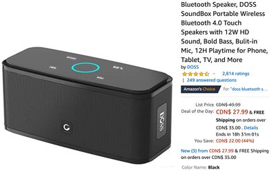 Amazon Canada Deals: Save 44% on DOSS Bluetooth Speakers + TRENDOUX Winter Gloves for Men Women – Unisex Knit Touch Screen, Thermal Warm Lining