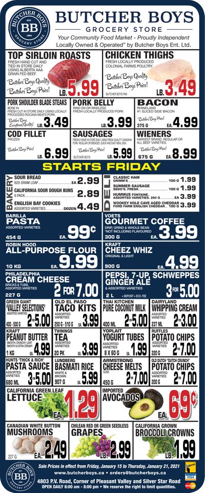 Butcher Boys Grocery Store Flyer January 15 to 21