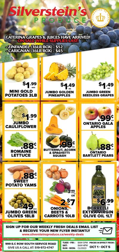 Silverstein's Produce Flyer October 1 to 5