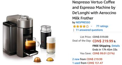 Amazon Canada Deals Of The Day: Save 31% on on Nespresso Vertuo Machines + 44% on Coffee K-Cups, Tassimo & Pods
