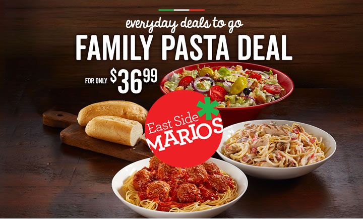 FAMILY PASTA DEAL at East Side Mario\'s FAMILY PASTA DEAL at East Side Mario\'s