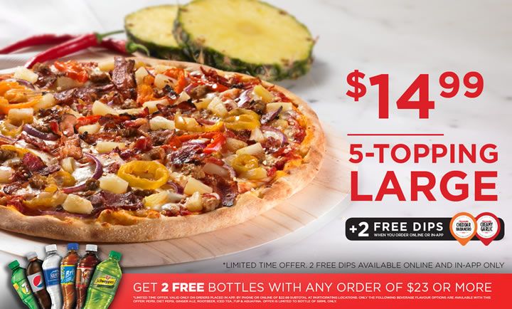 $14.99 5-Topping Large at Pizzaville $14.99 5-Topping Large at Pizzaville