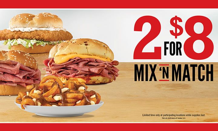 2 for $8 Mix ‘N Match promotion is back! at Arby's 2 for $8 Mix ‘N Match promotion is back! at Arby's