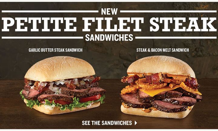 PETITE FILET STEAK SANDWICHES at Arby's PETITE FILET STEAK SANDWICHES at Arby's