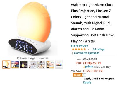 Amazon Canada Deals: Save 20% on Wake Up Light Alarm Clock Plus Projection + 39% on Lighting Chandelier + More Offers