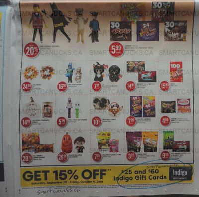 Shoppers Drug Mart Canada: Indigo Gift Cards 15% off Until October 4th