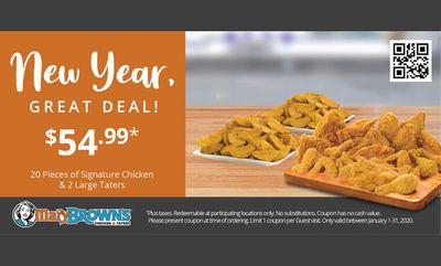 $54.99 - 20 Pieces of Chicken & 2 Large Taters at Mary Brown's