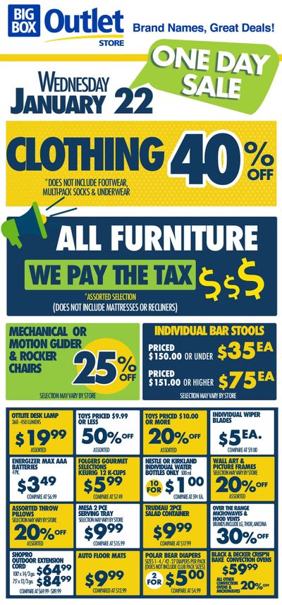 Big Box Outlet Store Flyer January 22 to 28