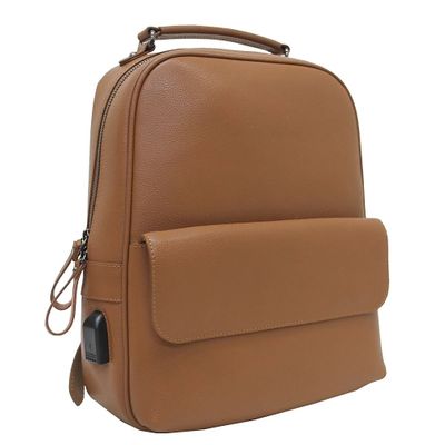 Ladies Mini Leather Backpack with USB Port & Charging Cable, Cognac on Sale for $24.97 at Staples Canada