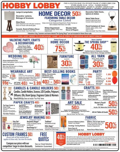 Hobby Lobby Weekly Ad Flyer January 17 to January 23