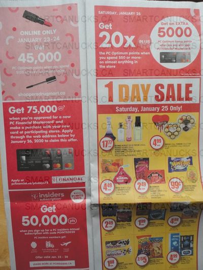 Shoppers Drug Mart Canada: Get 20x The PC Optimum Points Plus 5000 When You Pay With PC Mastercard This Saturday!