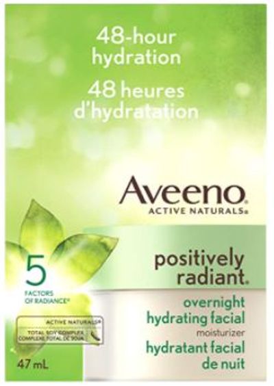 Aveeno Night Cream, Positively Radiant Overnight Hydrating Facial Mask Moisturizer, 47 mL For $11.54 At Amazon Canada
