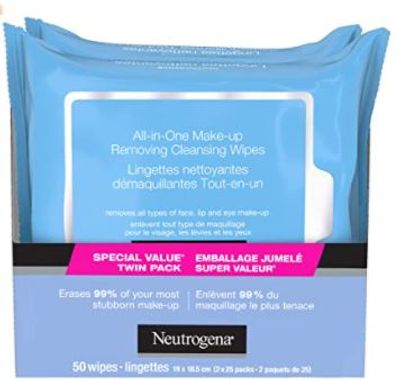 Neutrogena All in One Makeup Remover Cleansing Face Wipes, Alcohol Free Facial Wipes, 2-pack, 50 Count For $11.73 At Amazon Canada